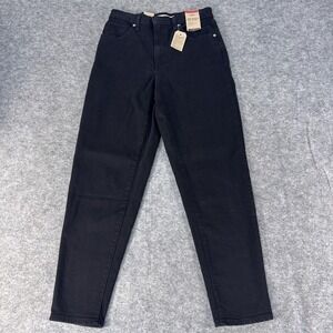 Levis High Waisted Mom Jeans Womens 30 Black Tapered Relaxed Fit Waterless New
